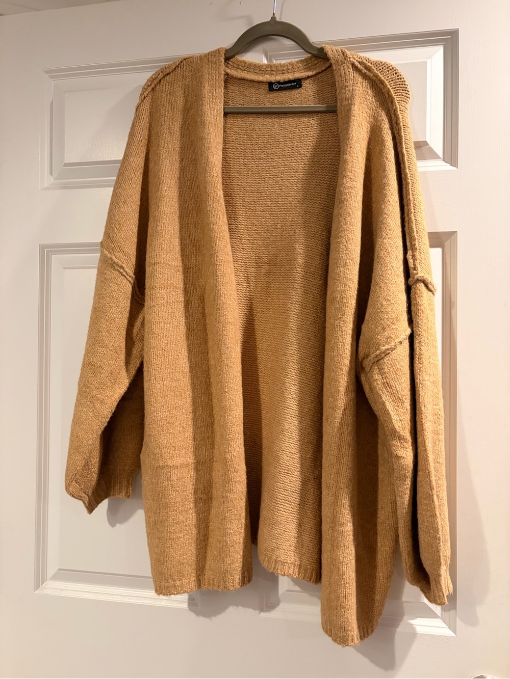 PrettyGarden Oversized Open-Front Cardigan - Camel Brown